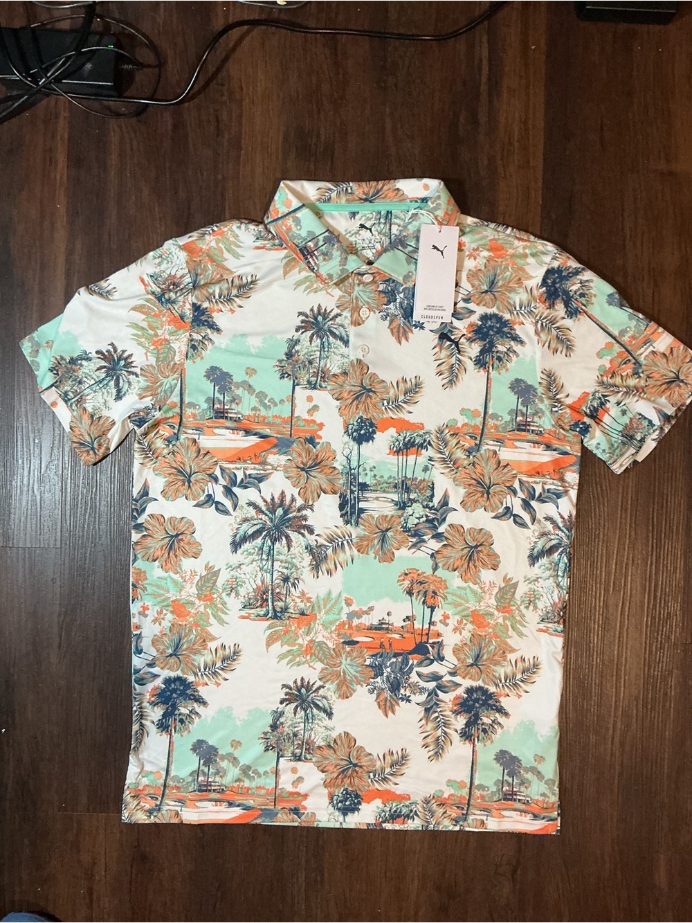 Puma Cloudspun Tropical Palms Polo NWT Small